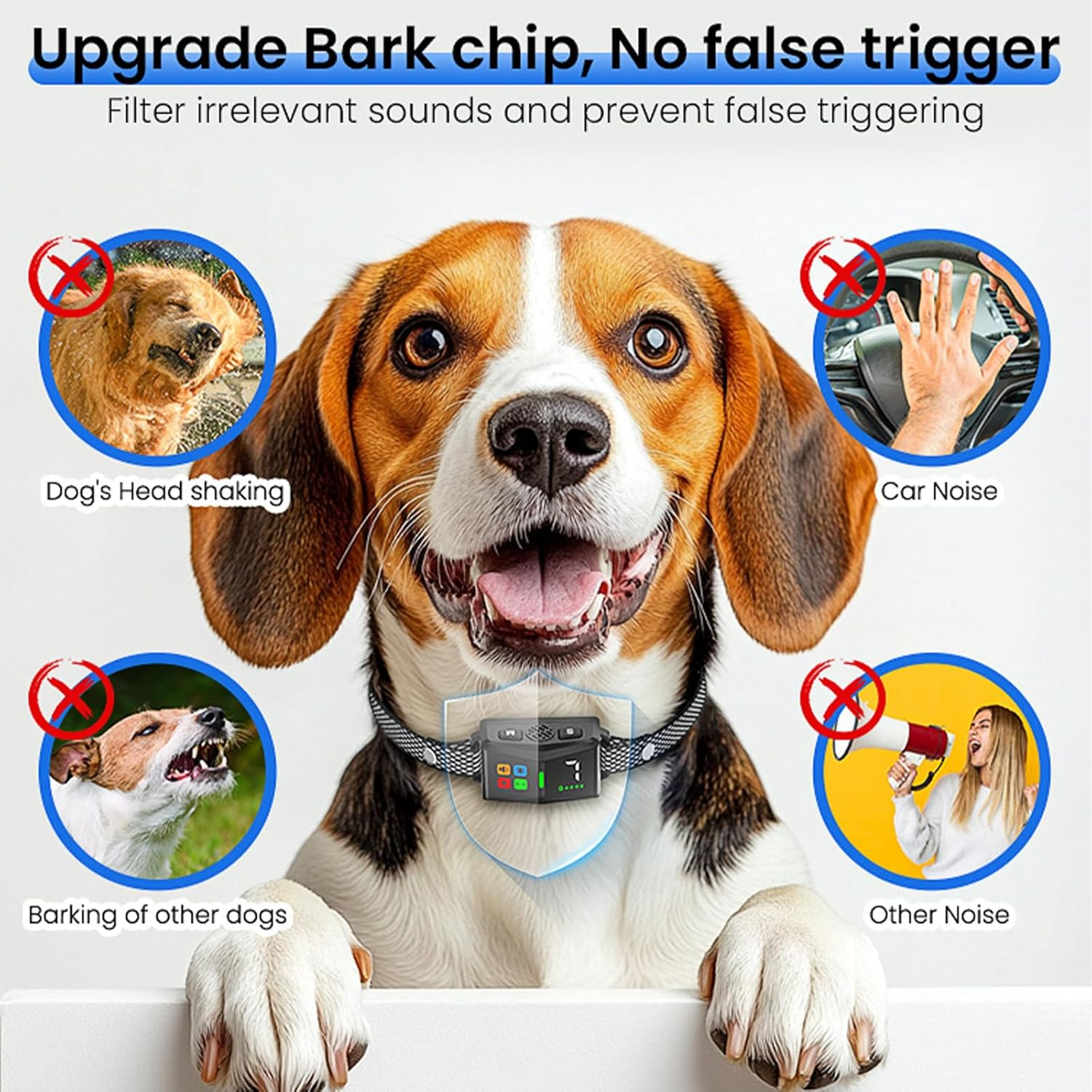Dog Bark Collar, Ultrasonic Dog Bark Control, 6 Adjustable Modes & 7 Sensitivities, Rechargeable Smart Barking Collar, IPX6 Waterproof Dog Training Collar for Neck Size of 23-70Cm image number 6
