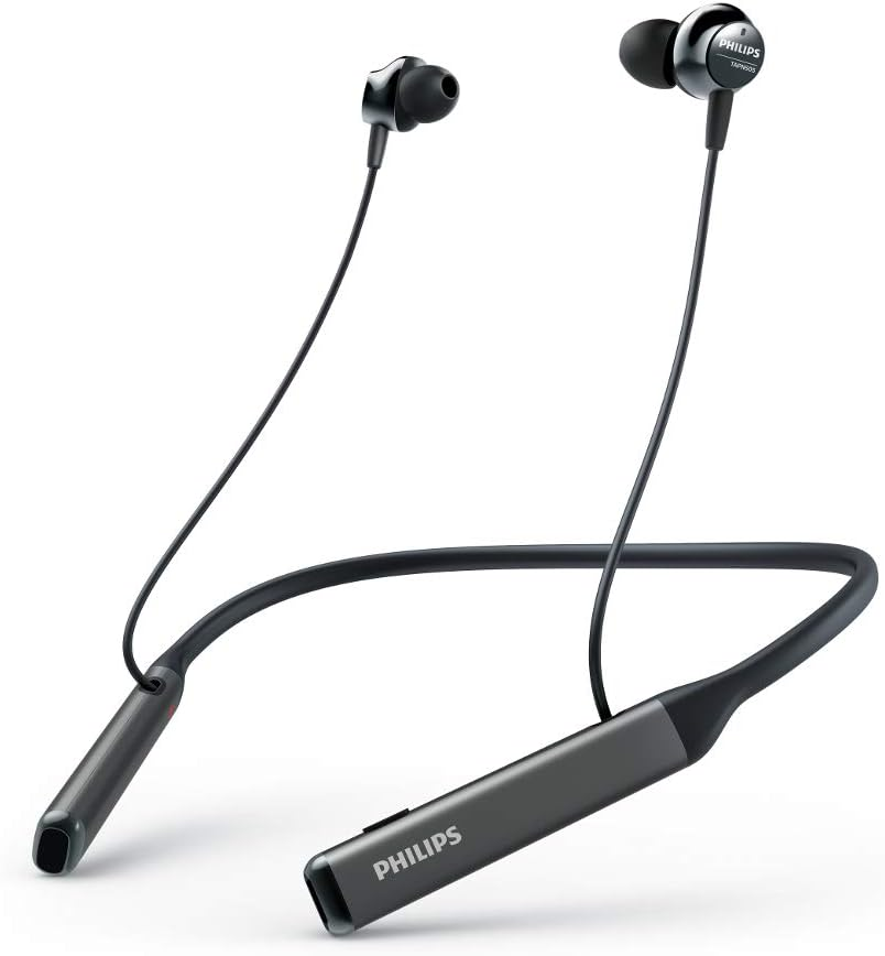 Philips Active Noise Canceling, Wireless, In-Ear, Voice Assistance, up to 14Hours Play Time, 12.2Mm Neodymium Drivers, Neckband (TAPN505BK)