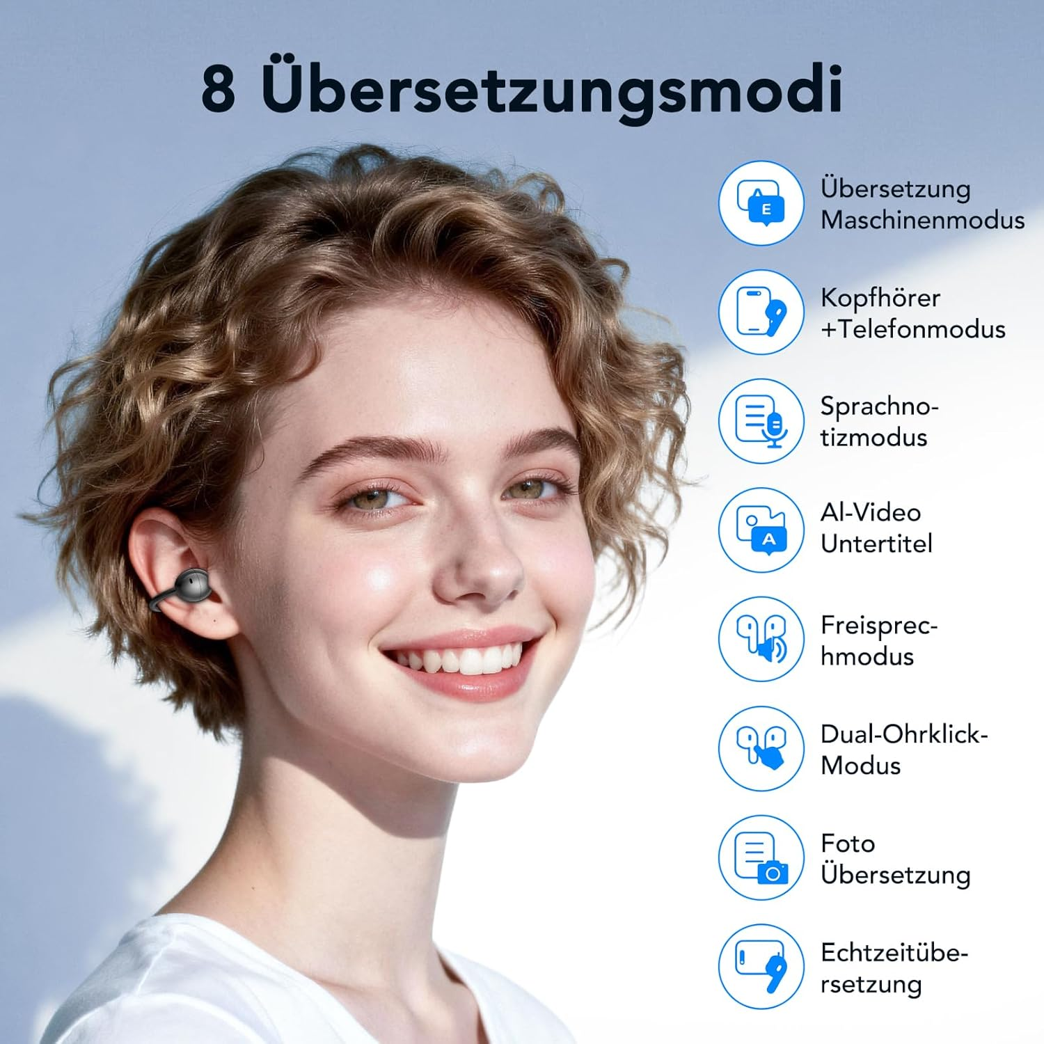 Ki Translator Headphones, 3-In-1 Translation Headphones 134 Languages with App, 7 Translation Modes Real Time Translator Earphones, Open Design, Bluetooth 6.0 Wireless Headphones for Learning/Travel image number 5