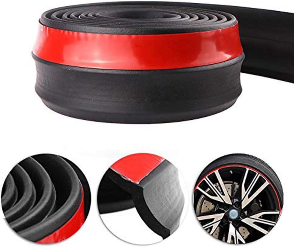 Lemonbest Universal 2.5M Car Front Bumper Lip Splitter Spoiler Rubber Skirt Protector Body Trim 8.2Ft image number 5