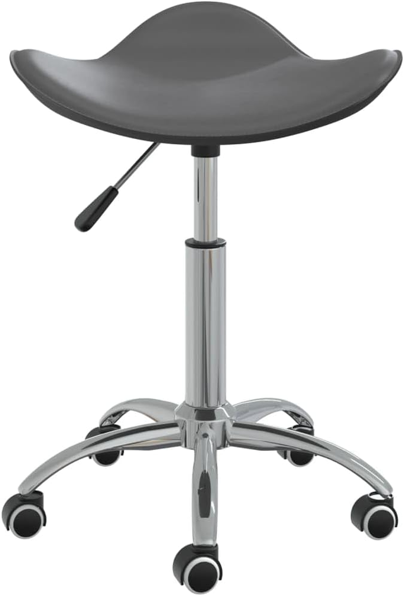 Vidaxl Adjustable Swivel Dining Chair Bar Stool/Kitchen Seat - Grey Faux Leather - Chromed Steel Frame W/Gas Lift & 360-Degree Swivel image number 1