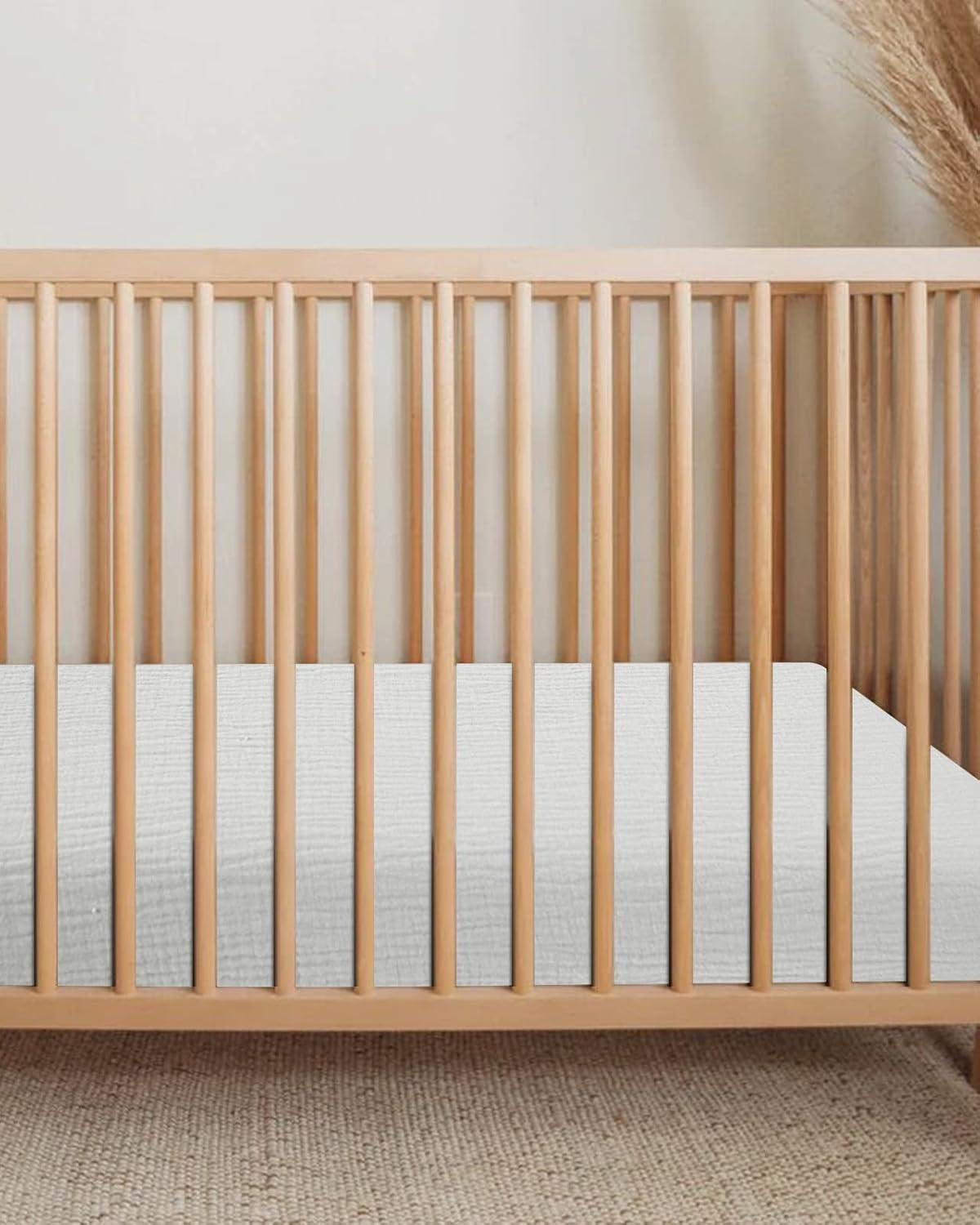 Bassinet Sheet for Baby Boy and Girl, Fitted Sheets for Rectangle, Oval, Hourglass Bassinet Mattress, Muslin Moses Basket Sheets with Neutral Style (White) image number 2