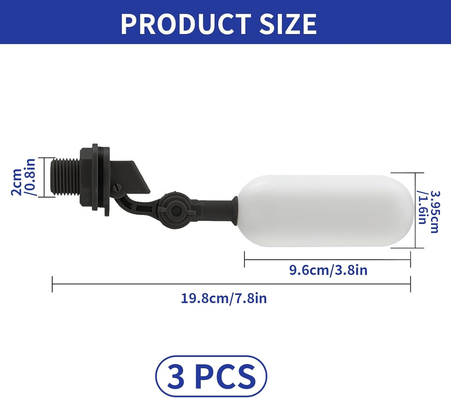 3 Pcs Float Valve Set, 1/2 in (1.27 CM) Water Supply Pipe Float Valve with Adjustable Arm, Automatic Water Level Control for Pools, Aquariums, and Livestock Drinking Troughs image number 6