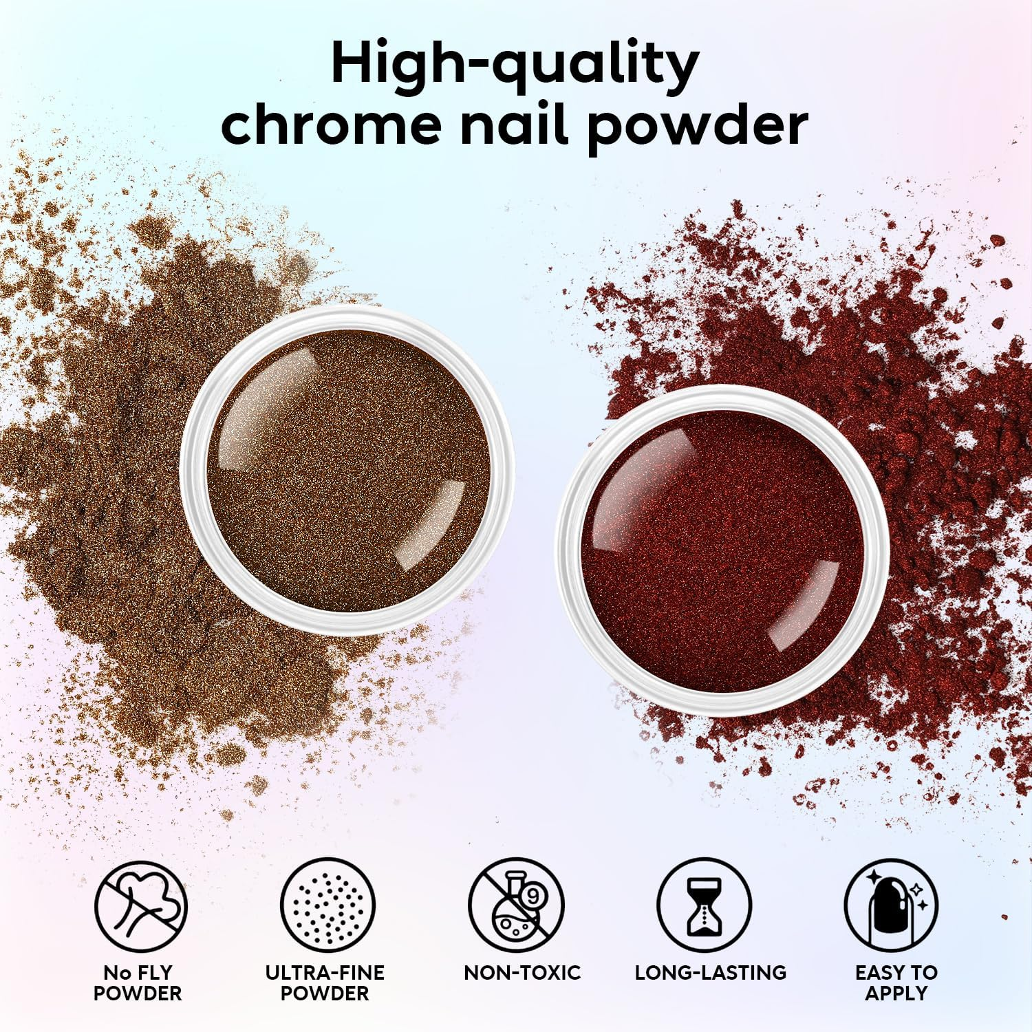 AIMEILI Hema Free, Cruelty-Free, Vegan,6 Boxes Nail Art Manicure Powder Set, 1 * 5G Holographic, 1 * 5G Chameleon Chrome, 4 * 5G Mirror Effect Nail Powder - Ncp002 image number 3