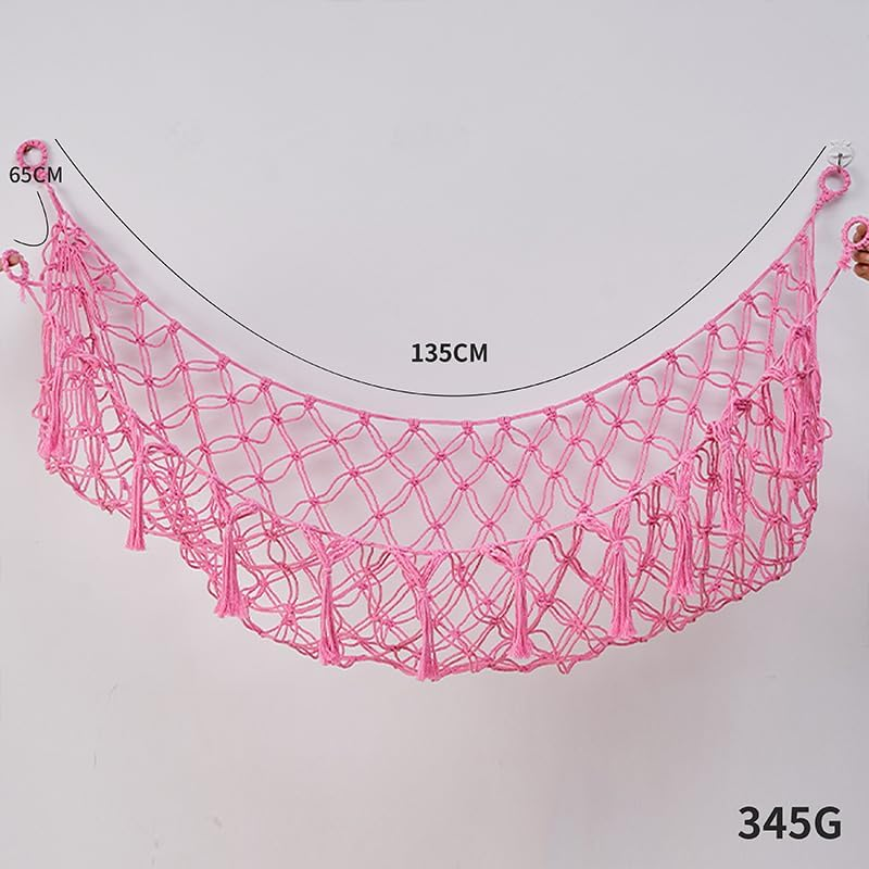Stuffed Animal Net Hammock, Plushie Net Hammocks Animals Storage Mesh Wall-Mounted Animal Nets Stuffed Animal Storage Hanging Corner Holder with Hooks for Wall Corner of Bedroom Playroom 135 * 65CM image number 2