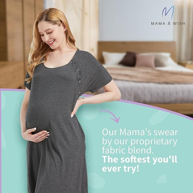 Mama & Wish Labor and Delivery Gown 3 in 1 Labor, Delivery and Nursing Gown for Hospital Made with Ultra-Soft Fabric image number 3