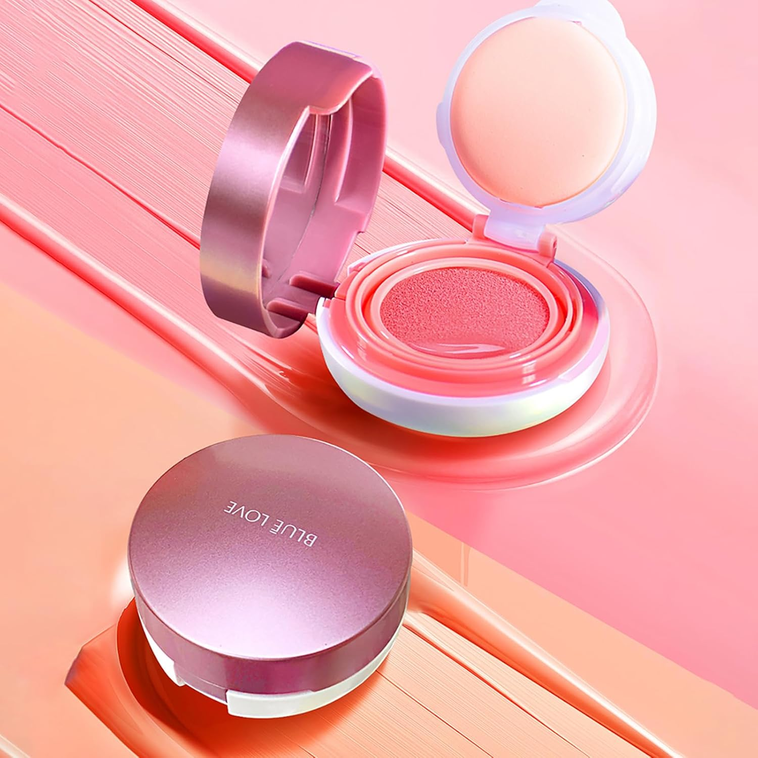Cushion Liquid Blush - Silky Cheek Tint with Mirror, Natural Enhancer for a Radiant Finish, Contours & Highlights for Effortless Elegant (02 Peach Pink) - 01 Pink Orange image number 2