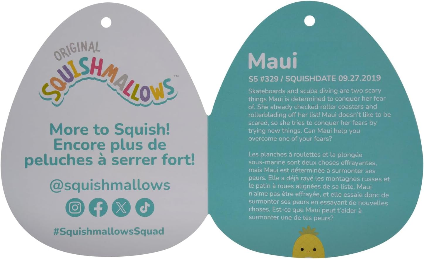 Squishmallows Original 5-Inch Maui Yellow Pineapple with White Belly - Official Jazwares Plush