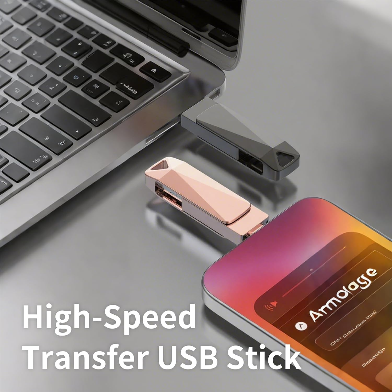 2 Pcs Memory Phone Photo Stick,4-In-1 Iphone Flash Drive, 2TB Photo Stick for Backup,High Speed USB Stick,Usb Flash Drive,For Iphone/Pc/Ipad/More Devices(Black+Pink)