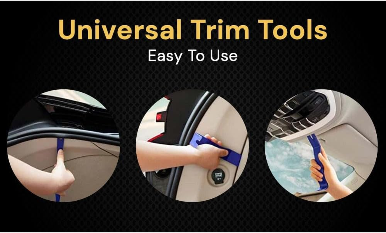 Spendeal 12 Pcs Trim Removal Tool Kit, No Scratch Plastic Pry Tool Kit, Car Panel Door Window Tools Car Interior Trim Kit Fastener Rivet Remover for Clip, Molding, Dashboards, Upholstery Toolkit