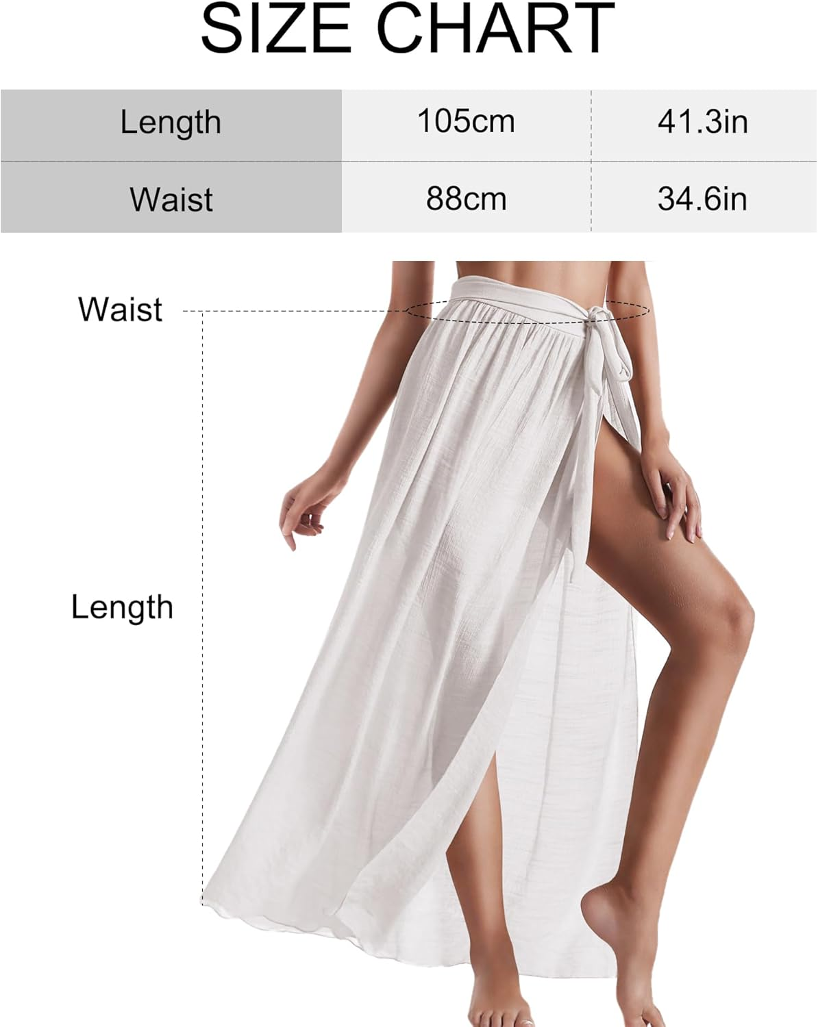 Eicolorte Beach Sarong Pareo Womens Semi-Sheer Swimwear Cover Ups Short Skirt with Tassels