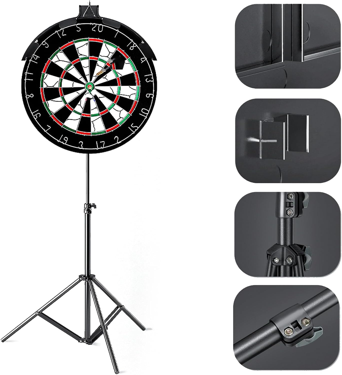 Professional Dartboard Stand, Stainless Steel Tripod Dartboard Stand, Heavy Duty Adjustable Height Holder, Portable Tripod Board Holder, Stable Design, Easy to Assemble image number 3
