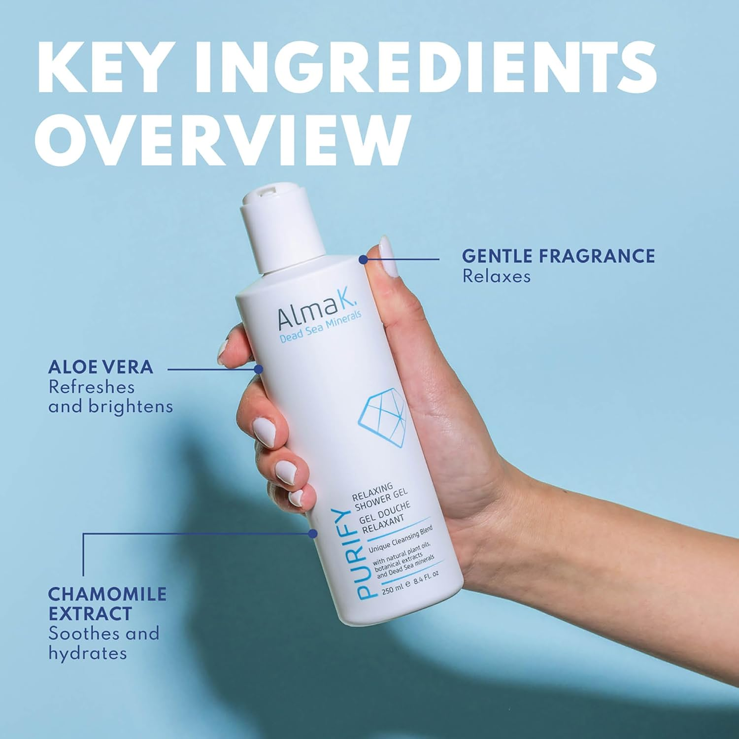 Alma K, Relaxing Shower Gel, Replenishes Skin Removes Impurities with Dead Sea Minerals, 250Ml image number 5