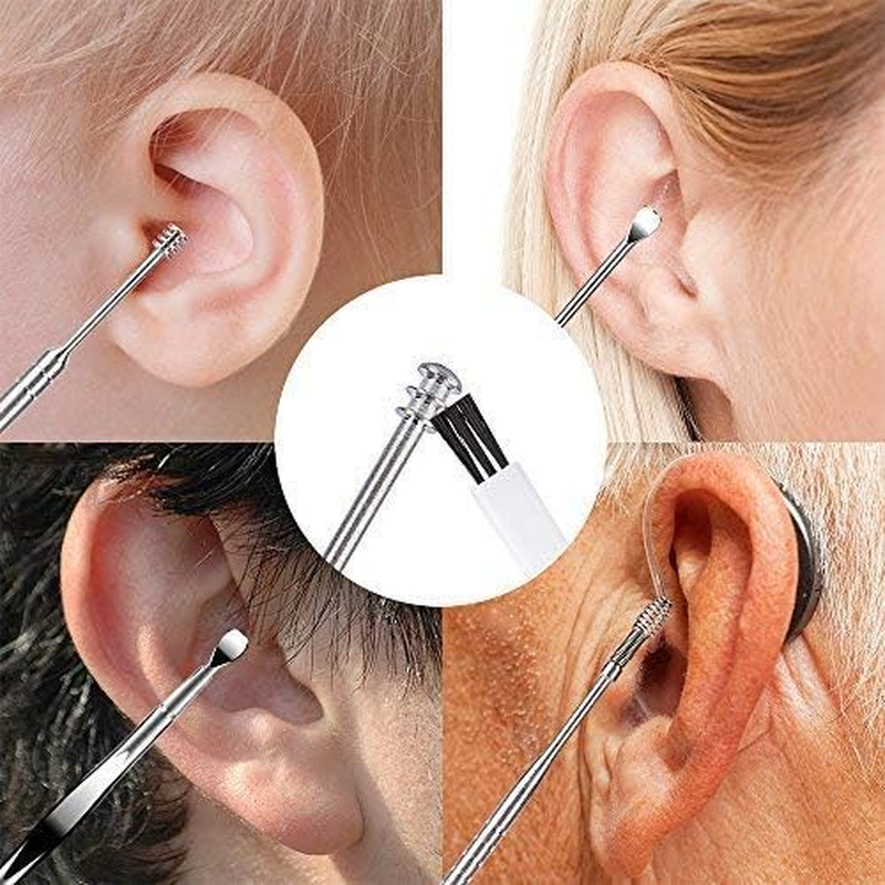 Betybedy 7 Pcs Ear Pick Cleansing Tool Set, Curette Earwax Removal Kit with Small Cleaning Brush and Storage Box, Silver image number 1