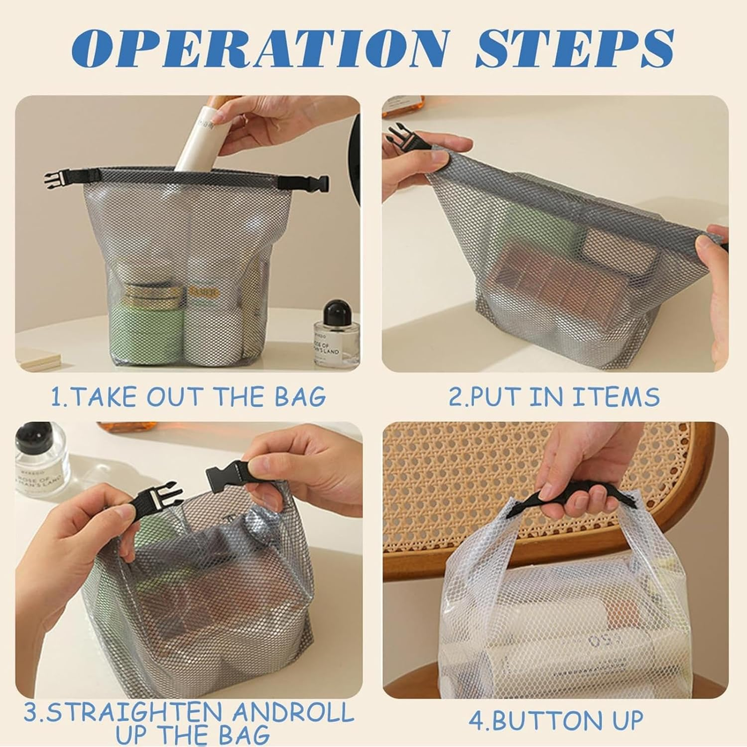 Women'S Fully Waterproof PVC Tote Bag | Grey Mesh Print Sealed Beach, Swim & Gym Bag | Multi-Purpose Travel & Shopping Carryall | 27X11.5X24.5Cm image number 2