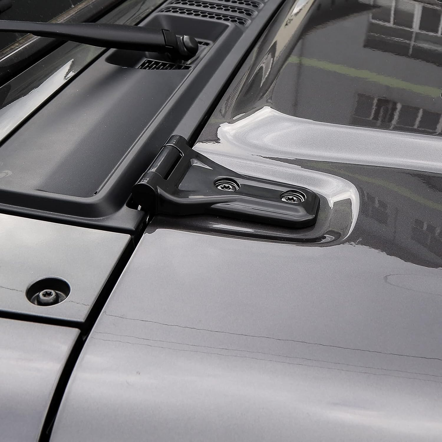 RT-TCZ Hood Hinge Cover Exterior Decoration Kits Accessories for 2018-2023 Jeep Wrangler JL JLU and Gladiator JT (Black) - Black image number 3