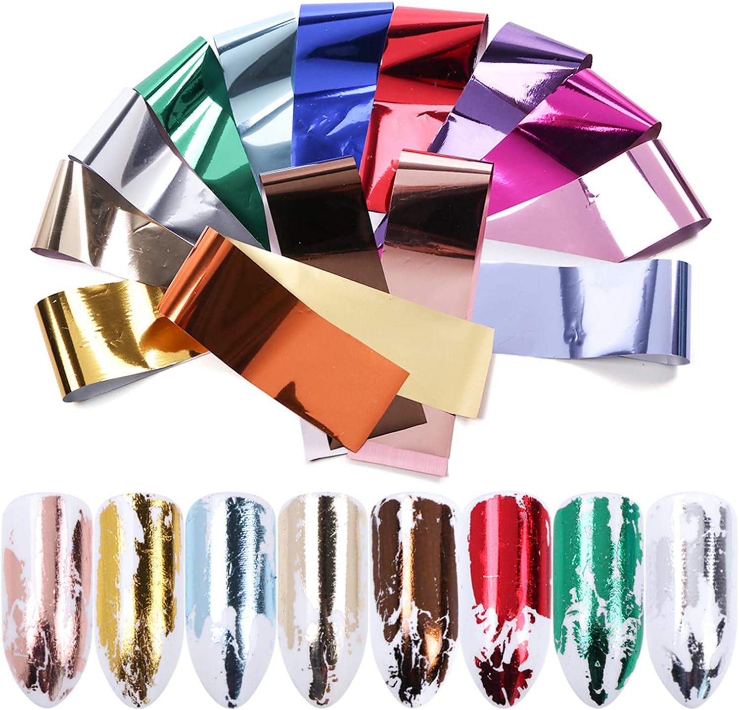 14 Sheets Gold Nail Foils Transfer Stickers - Holographic Effect Metallic Nail Art Foil Stickers in Color Gold and Silver - T11 image number 6