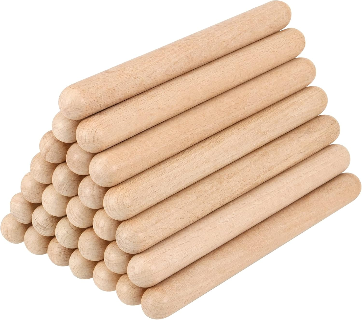 SINJEUN 16 Pair (32 Pack) Wooden Rhythm Sticks, 8 Inch Classical Wood Claves Musical Percussion Instrument, Natural Hardwood Music Lummi Sticks for Student, Musicians