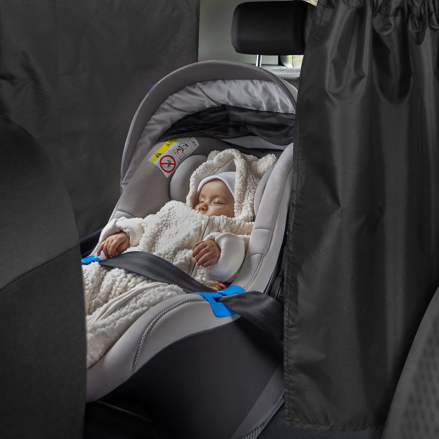 Car Curtains 3-Piece Set - 95% Light Blocking Fabric Rear Seat & Side Windows Divider Curtain Baby Shades, Wide Sedan SUV Sunshade Screen Covers for Travel Camping Nap Sleeping image number 6