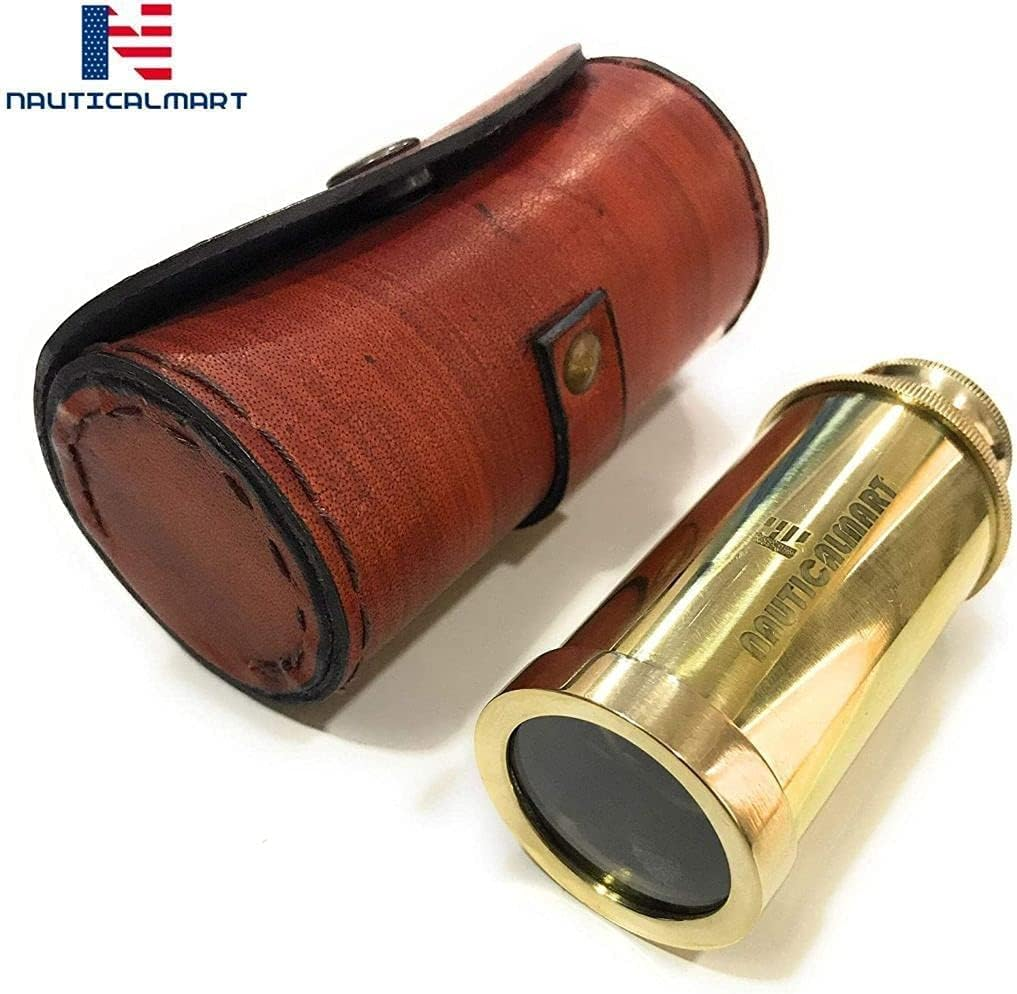 Solid Brass Handheld Telescope 6 - Nautical Pirate Spy Glass with Free Case image number 4