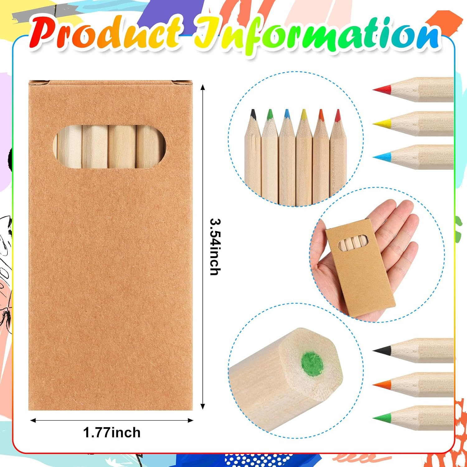 120Pcs/20 Boxes Mini Colored Pencils Bulk Kids Drawing Colored Pencils Bulk Party Favor, 6 Color Pencils in Kraft Boxes, 3.5 Inch Short Coloring Pencils Pre-Sharpened for Classroom School Supplies image number 6