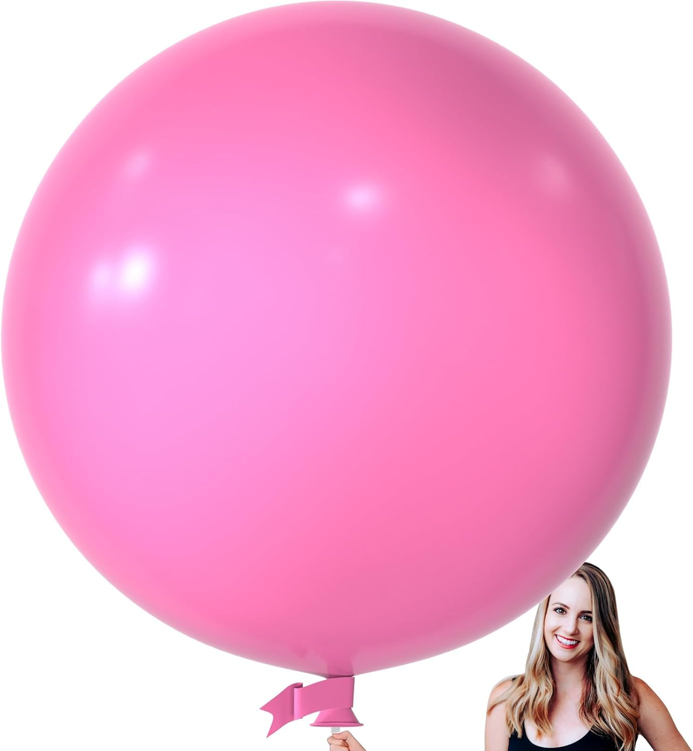 36 Inch Giant 6 Pack Large round Latex Baloons for Anniversary, Birthday, Christmas, Wedding Holiday Party Decorations (Hot Pink) image number 1
