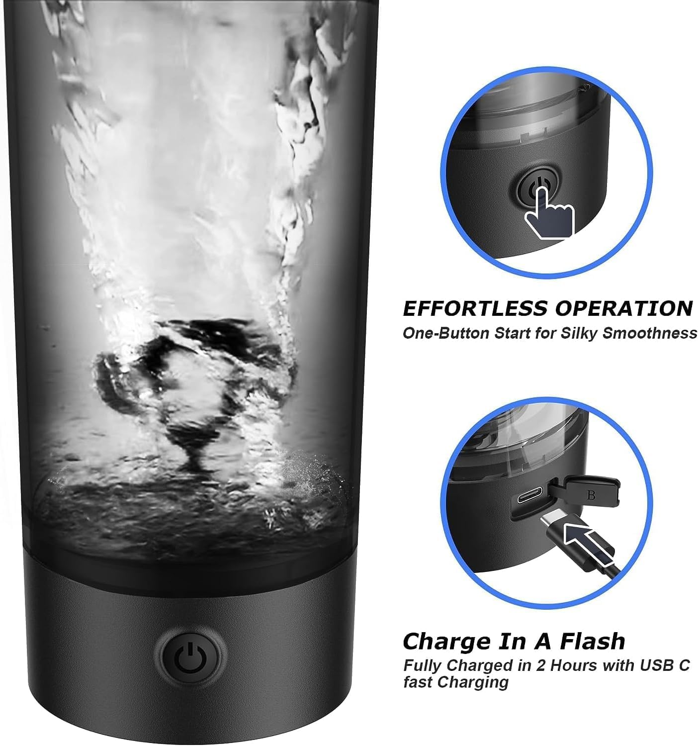 Premium Electric Protein Shaker Bottle, 600Ml/20Oz Blender for Mixing Protein, Gym Portable Cup, USB-C Rechargeable Shaker Bottles for Coffee Milk Supplement Powder, Made with Tritan, BPA Free