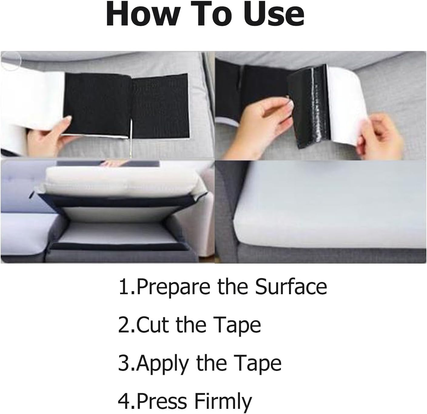 Non Slip Cushion Pad, Rolled Hook Loop Tape with Adhesive for Couch Cushions (10Cm X 3M, Black) image number 1