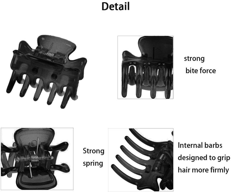 12 PCS Hair Claw Clips Black 1.2 Inches Medium Size Hair Claws Hair Styling Butterfly Hair Clamp for Women Girls - Black image number 2