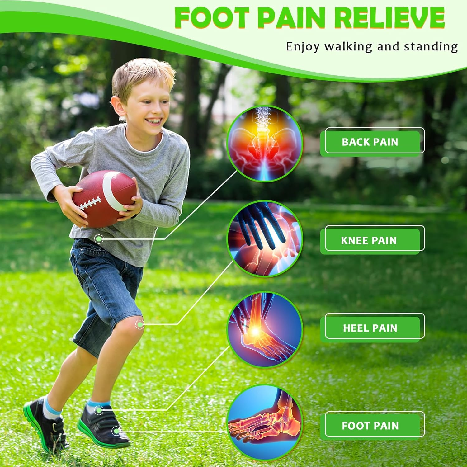 Ailaka Kids Orthotic Arch Support Shoe Insoles, Plantar Fasciitis Cushioning Athletic Inserts for Flatfoot Pain Relief Running Walking image number 1