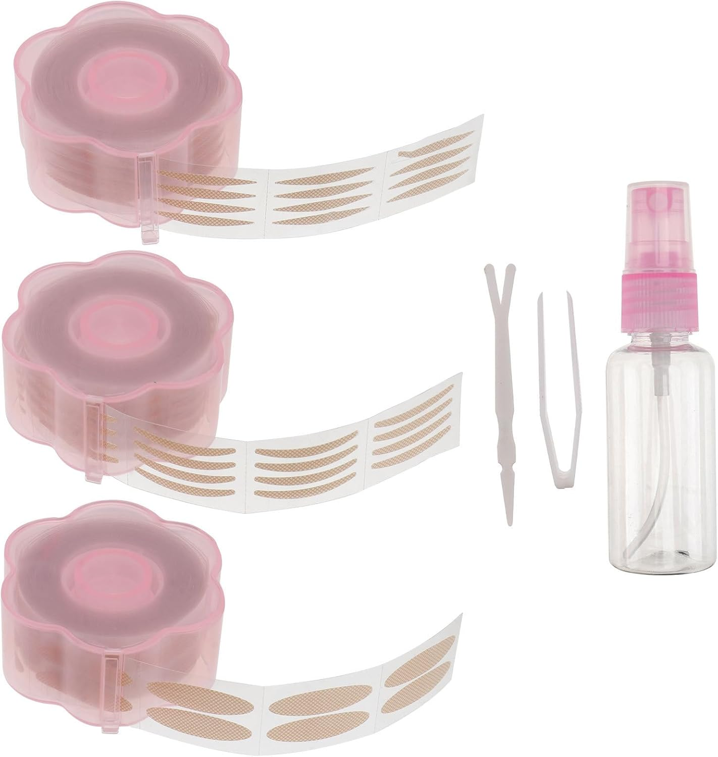 FOMIYES 1 Set Lace Double Eyelid Tapes Instant Strips with Tweezers Spray Bottle Sweat Makeup Tools for Natural Eye Enhancement and Deep Crease Creation Random Color image number 1