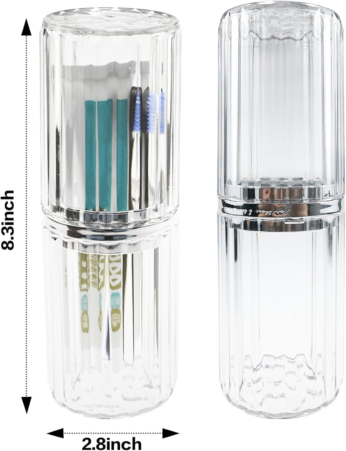 Toothbrush Travel Case - Portable Travel Toothbrush Holder & Toothpaste Container Dustproof Multi-Function Plastic Toothbrush Covers for Bathroom, Vacations, Camping, Work Trips (Transparent Sliver) image number 1