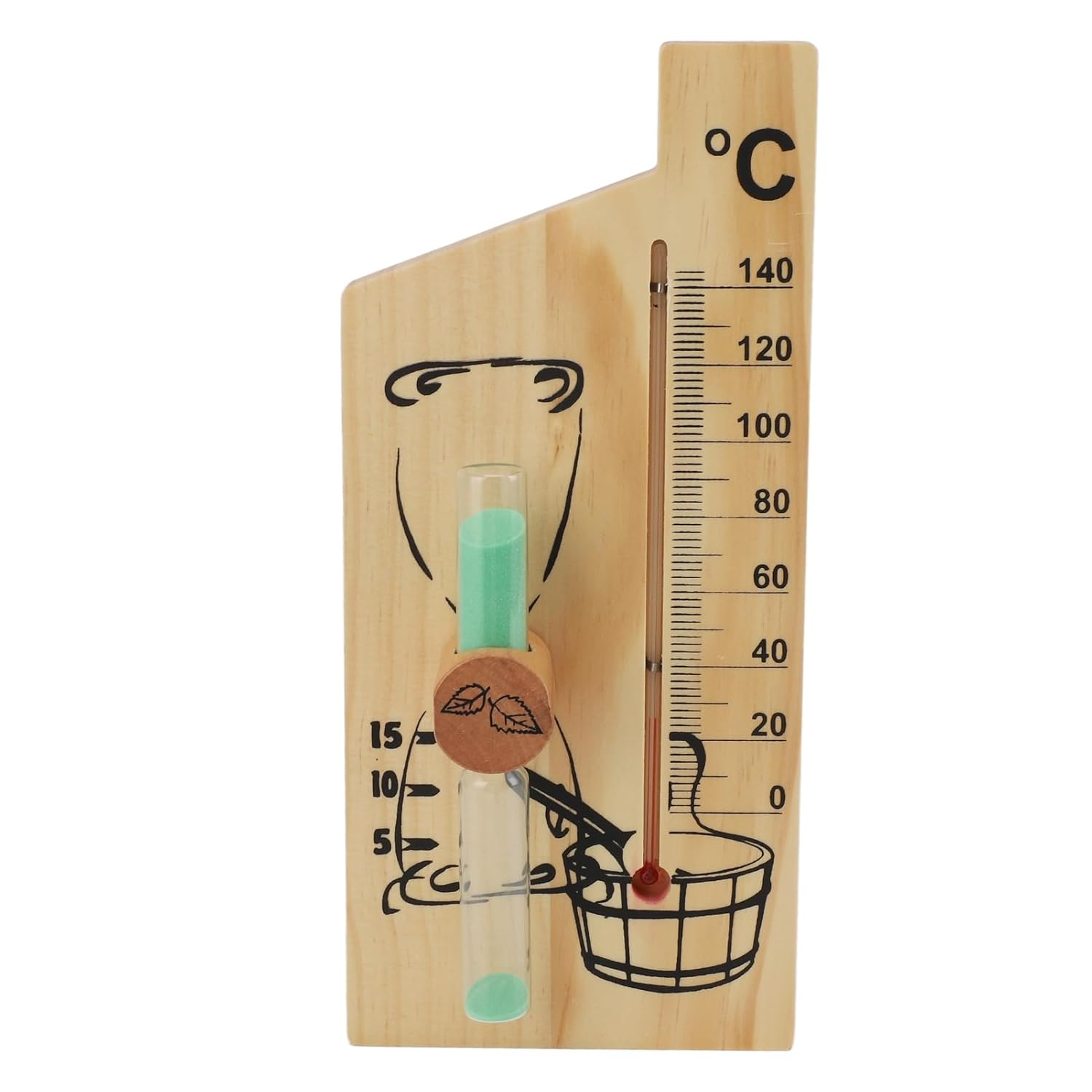 Sauna Thermometer Sand Timer, 2 in 1 15 Minute Hourglass Sand Timer 0 to 140℃ Sauna Thermometer Wall Mount Wooden Sauna Temperature Gauge Sauna Sand Timer for SPA Room image number 5