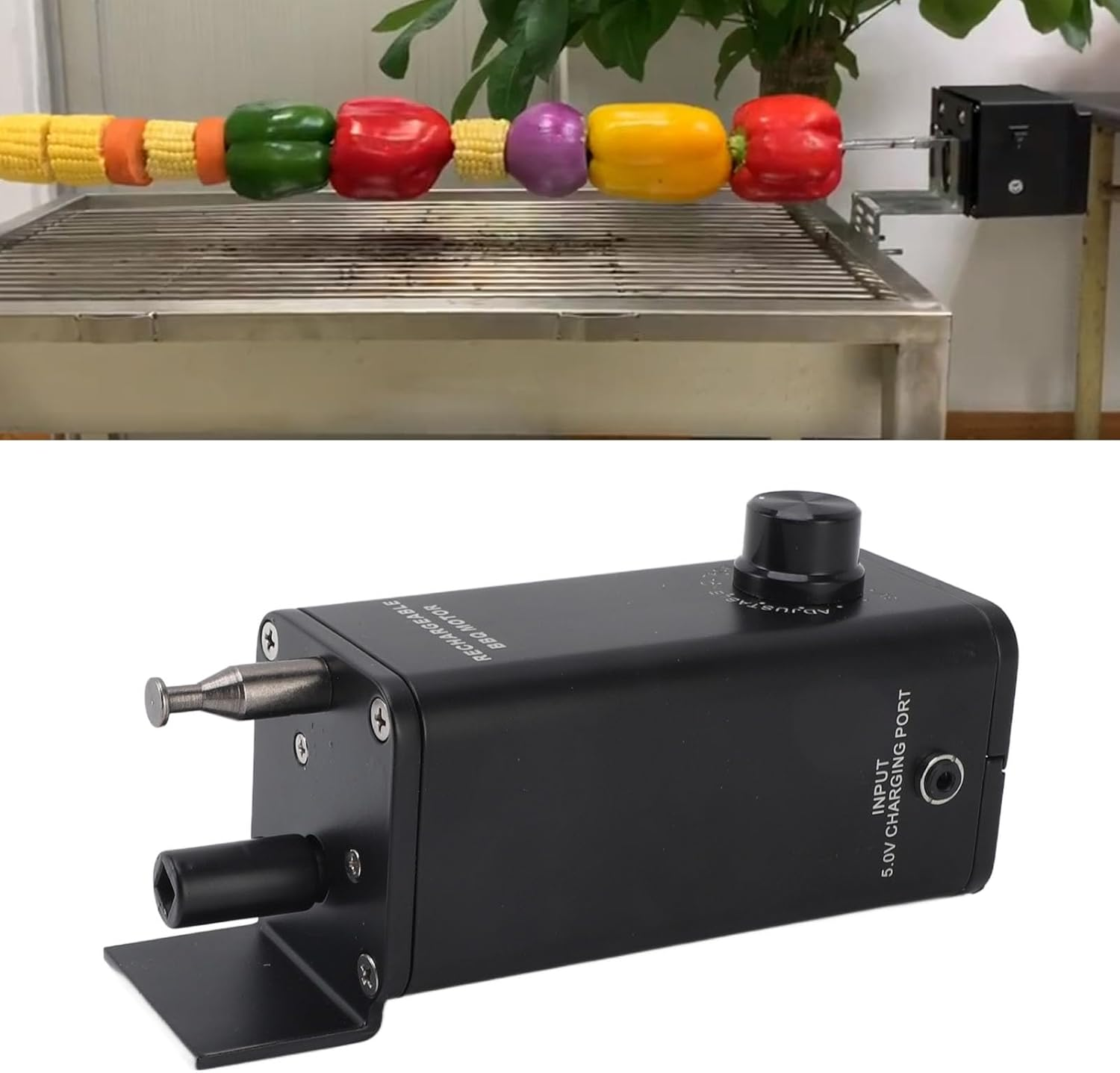 Pyhodi Rotisserie Motor, Heat Resistant 3 to 12V Rechargeable Electric Grill Motor Auto Reverse Function Adjustable Speed for BBQ image number 6