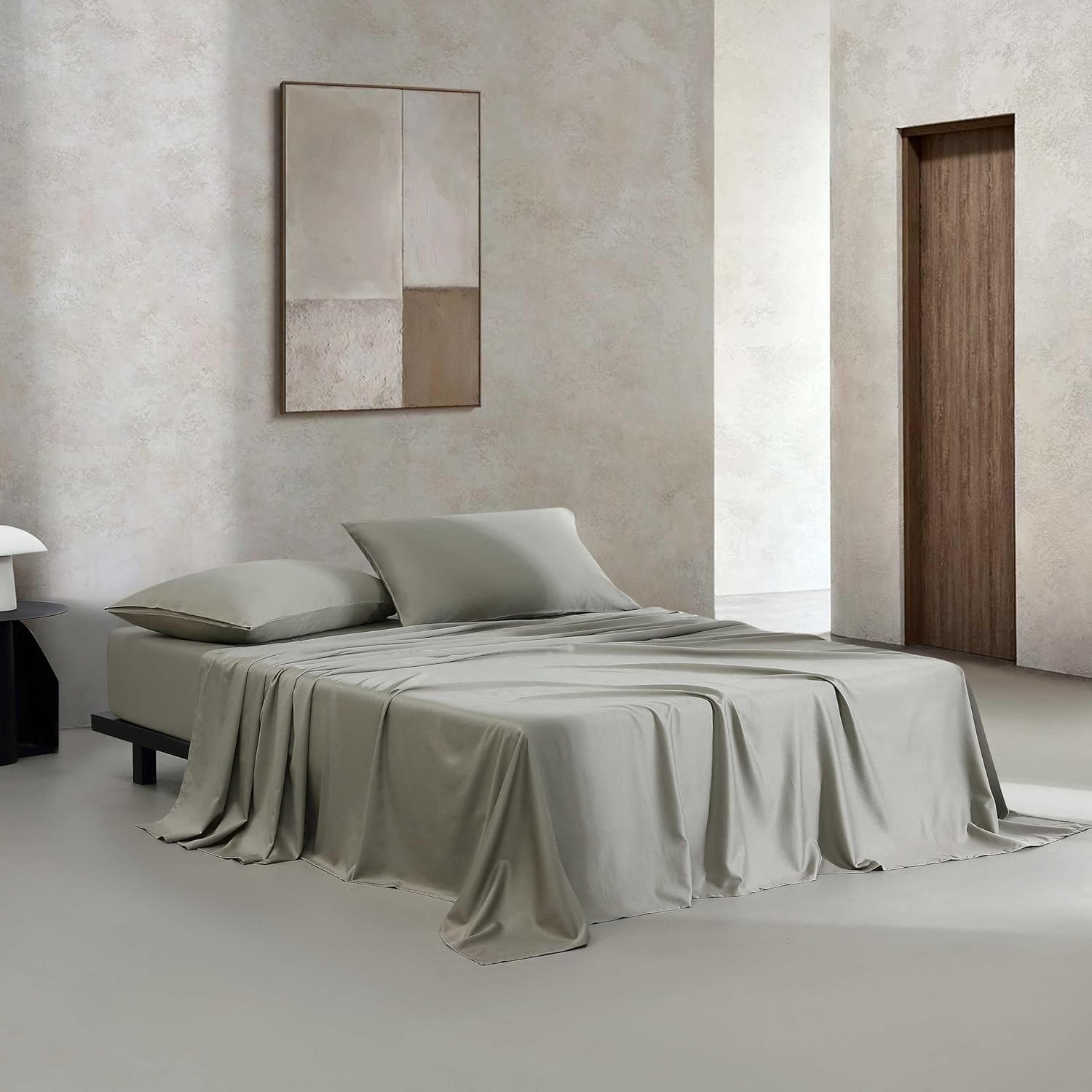 Calvin Klein - King Sheets, Organic Cotton Sateen Bedding Set, Luxuriously Soft Home Decor, GOTS Certified (Organic Earth Dusty Olive, King) image number 2