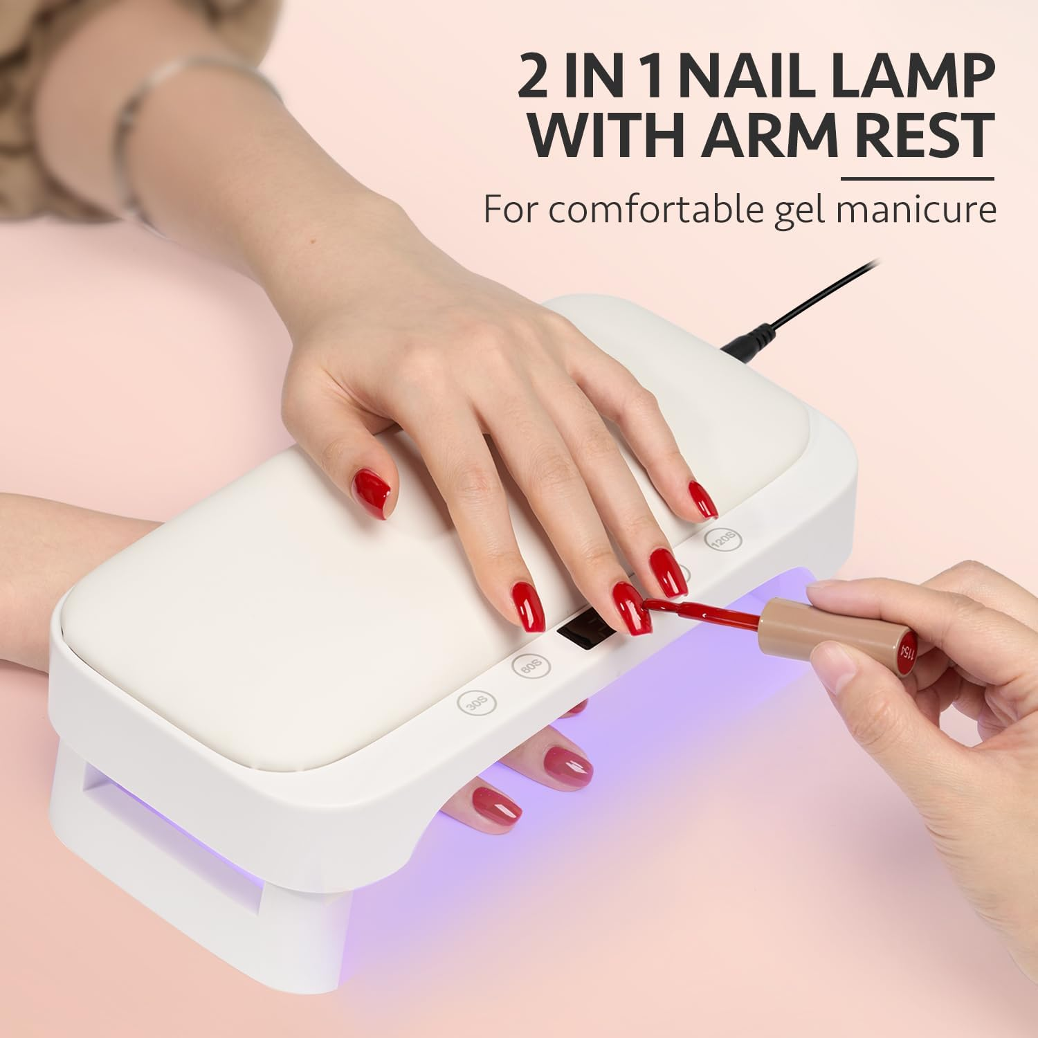 GAOY Professional UV Light for Nails, Nail Lamp with Hand Pillow for Arm Rest, 4 Timers Nail Dryer for Nails Tech Salon image number 2