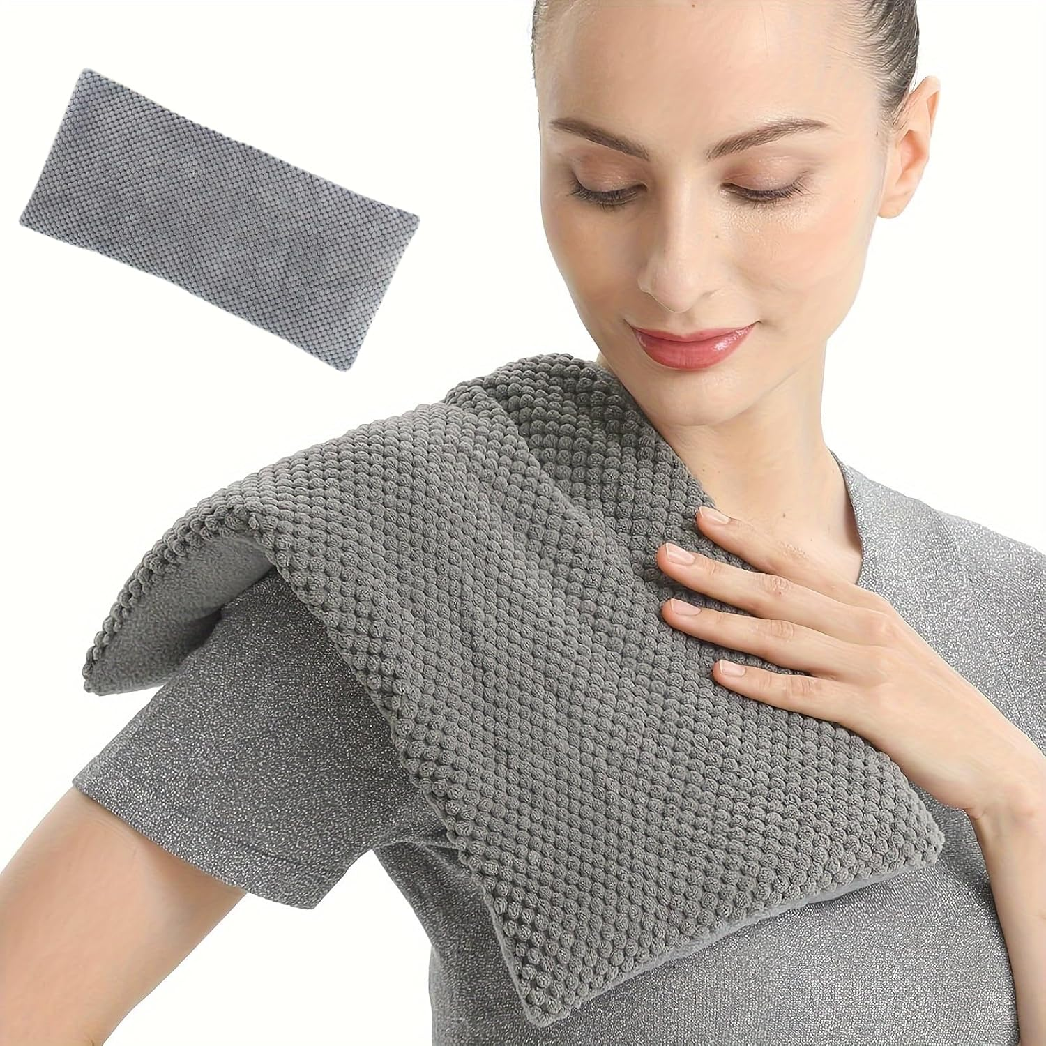 Microwave Heating Pad with Washable Cover 8'' X 17'', JOMWEN Hot Pad for Neck Shoulder, Cramps, Back Cordless Warm Compress Weighted Moist Heat Pack for Aches, 43 X 20Cm Unscented image number 3