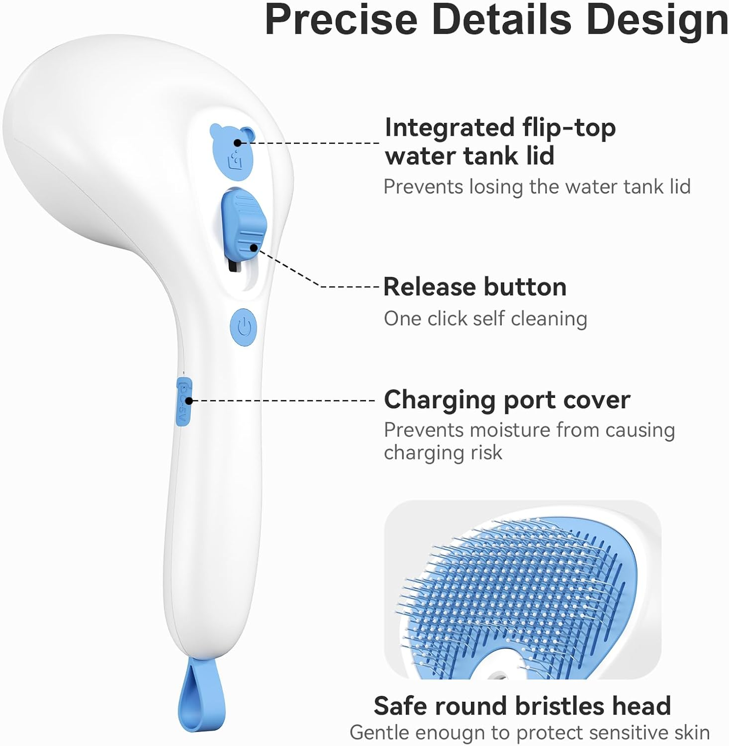 Euqvunn Cat Brush with Steam with Release Button, Ultra Quiet Design/Comfort Handle, Pet Steam Brush, Cat Steamy Brush, Dog Brush, Rechargeable Cats with Spray for Cats, Dogs, Rabbits image number 6