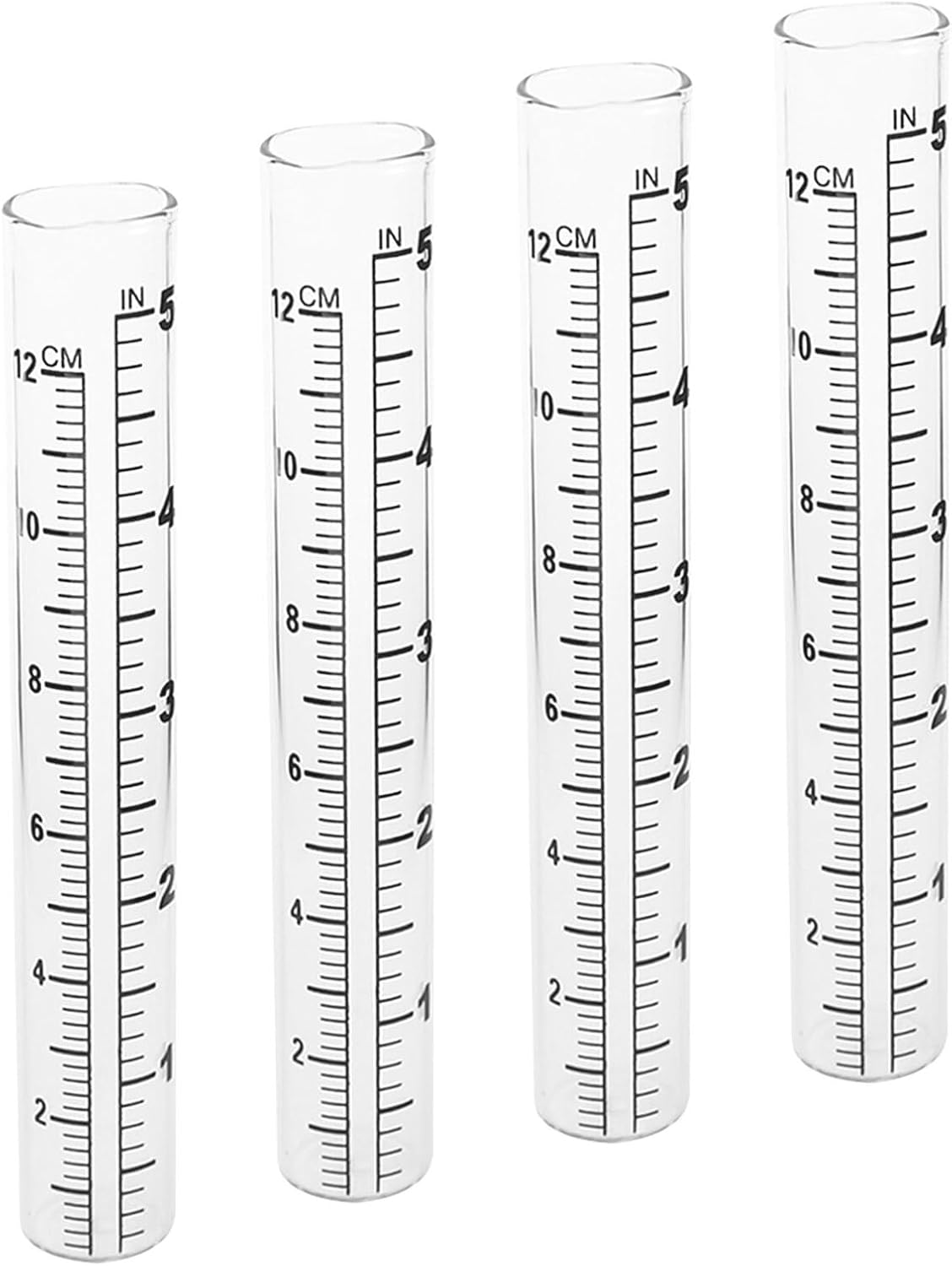 4Pcs Glass Rain Gauge Replacement Tubes Rain Water Gauge Cylinders for Outdoor Garden and Lawn