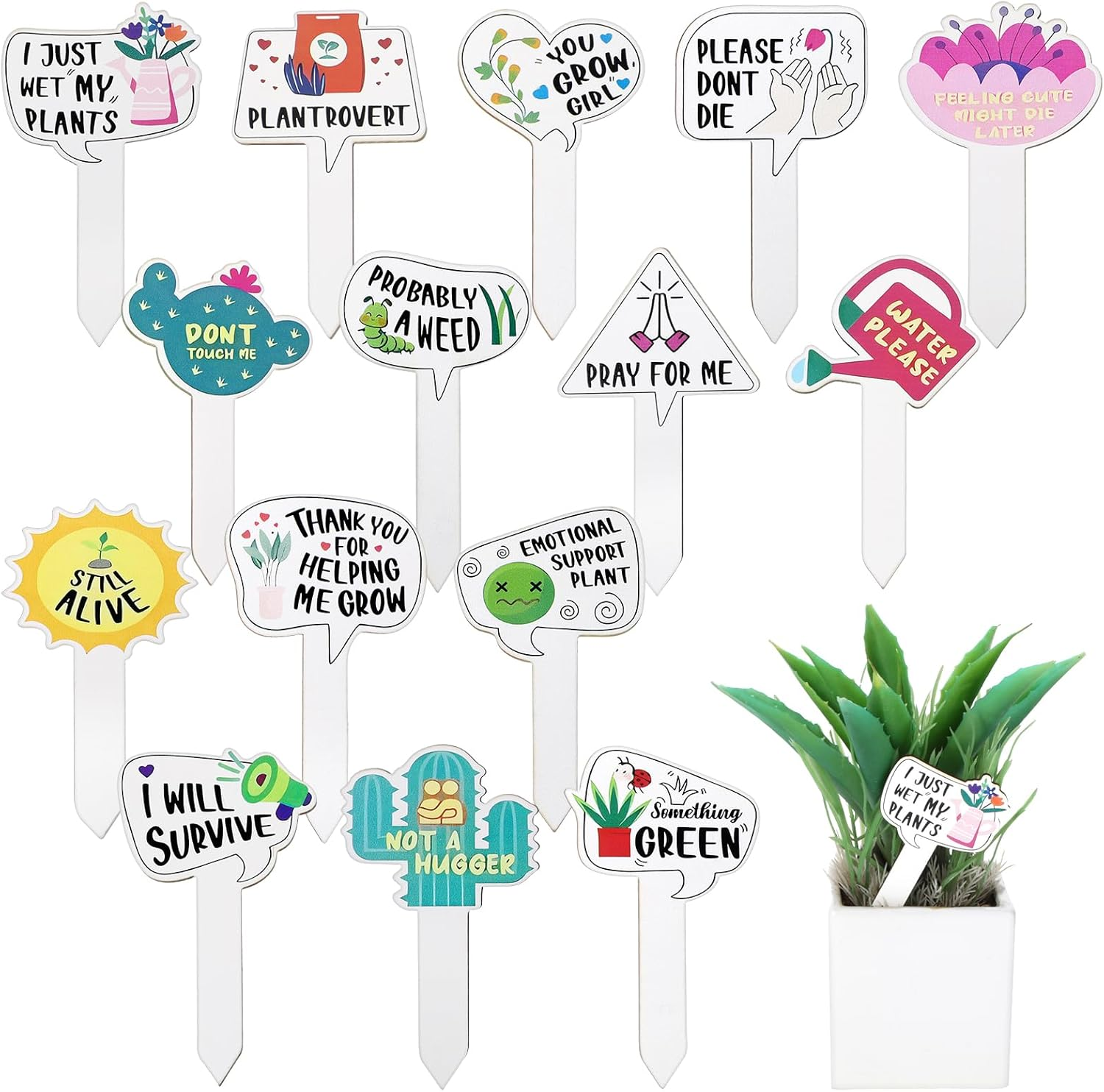 GEEHUA 15Pcs Funny Wooden Plant Markers, Garden Plant Labels Tab Cute Patterns Plant Signs for Succulent Flowers Greenery Seedling Plants Waterproof Plant Tags for Outdoor Indoor Patio Supplies image number 4