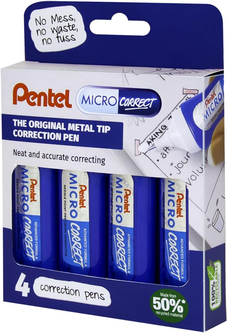 Pentel Micro Correct 12 Ml Correction Pen - Wallet of 4 image number 2