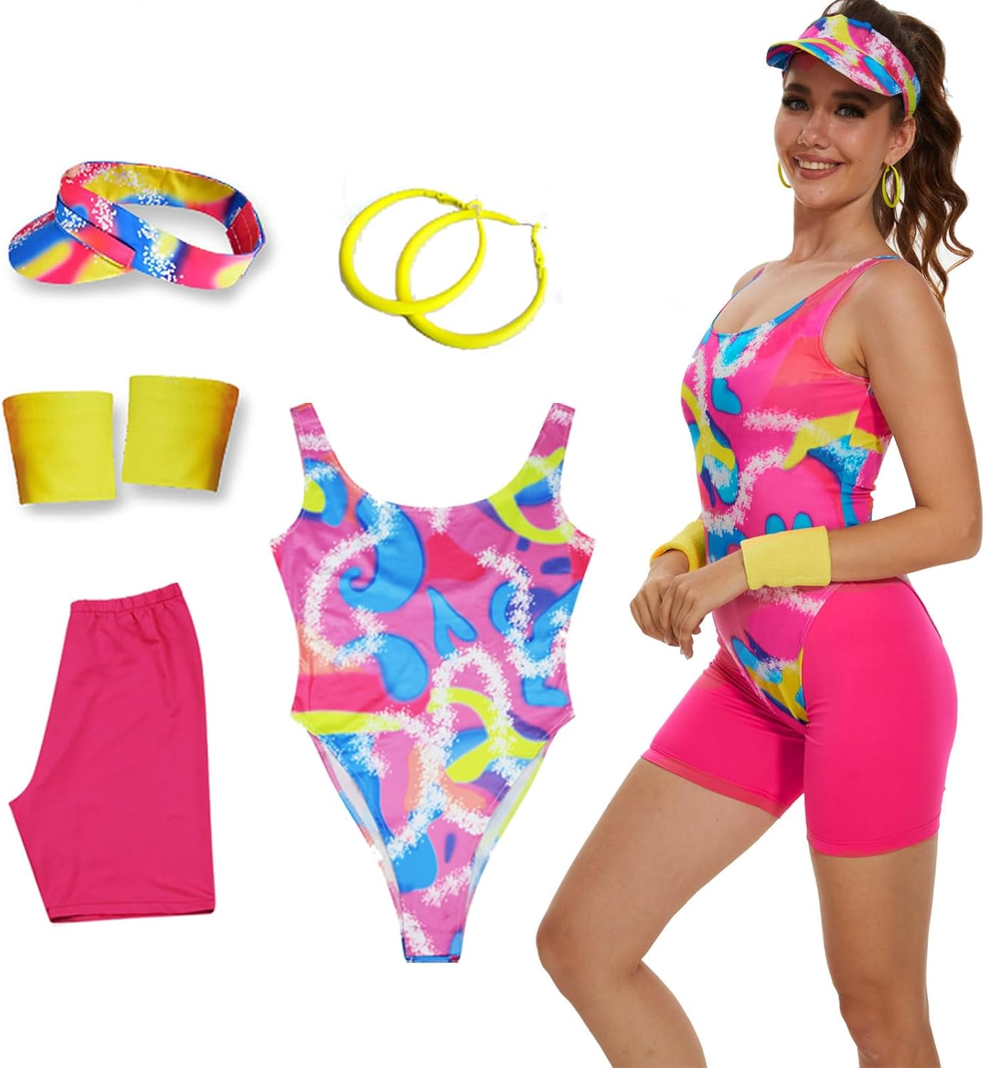 Saxcdyi 80S Workout Costume Outfit Accessories Set 2023 Movie Halloween Cosplay Suit Oufits for Men Women