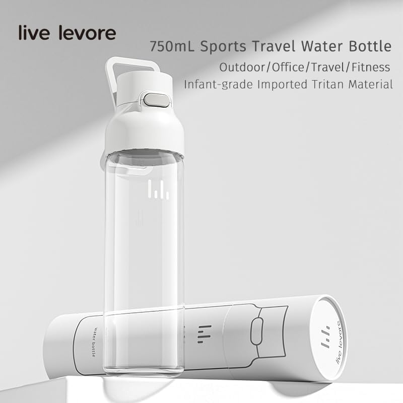 Live Levore 750Ml Leak Proof Water Bottle with Flip Top Lid, Bpa-Free USA Tritan Fitness Gym Sports Bottle, Dishwasher Safe for Office, Outdoor & Travel Use (White, 1 Pack) - Green image number 5