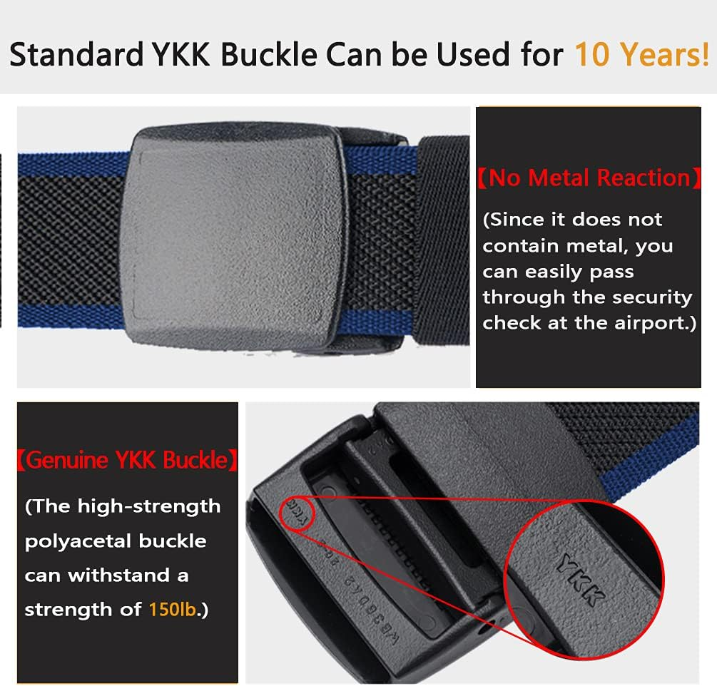 Lionvii Elastic Belts Men - Web Belt for Mens Durable Plastic Buckle for Work Travel - Adjustable Trim to Fit 28-45" Waist image number 2