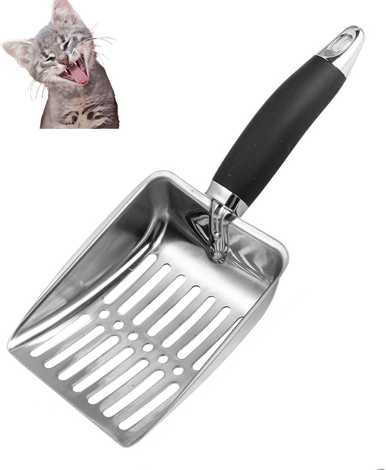 Lizihaowu Cat Litter Scoop, Metal Cat Scooper for Litter Box, Non-Slip Handle Kitty Scoop, Scoop Away Cat Litter image number 3