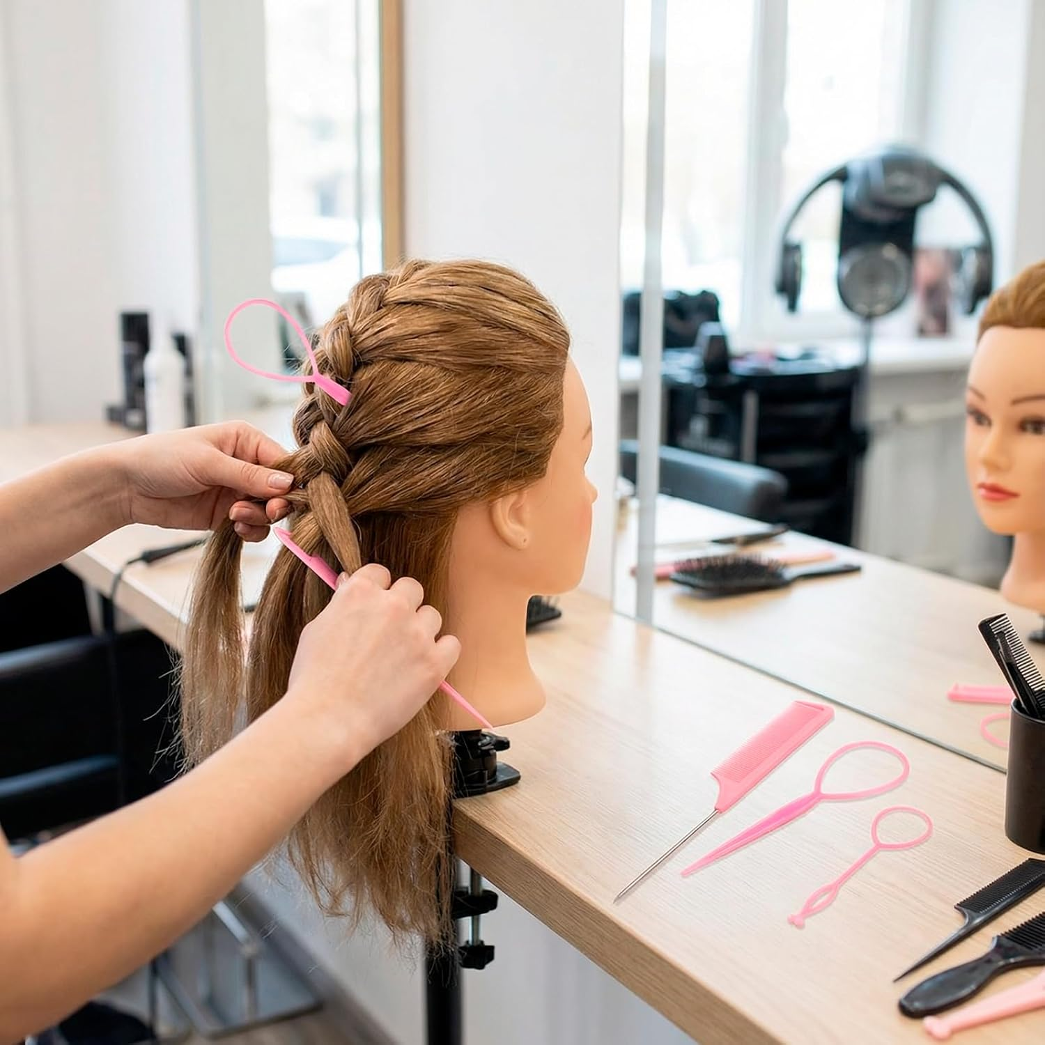 JANGJANG 4Pcs Hair Braiding Tool Kit Professional, Hair Styling Loop Ponytail Maker with French Braid Design, Hair Tail Tool Kit Includes Hook, Comb, and Accessories Ideal for Easy Styling image number 2