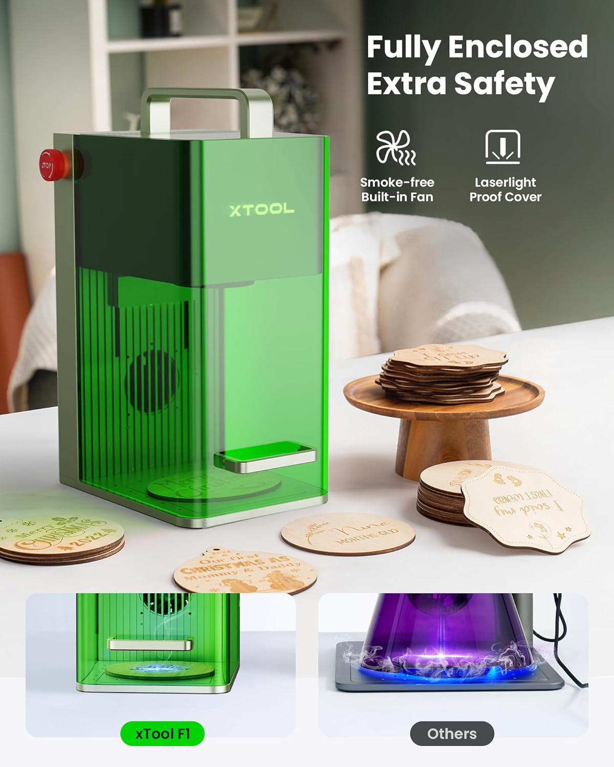 Xtool F1 2-In-1 Dual Laser Engraver, Lightning Speed Portable Laser Engraving Machine, Ultra HD Fiber Laser Engraver for Jewelry, Metal, Wood, Leather (AU PLUG) image number 2