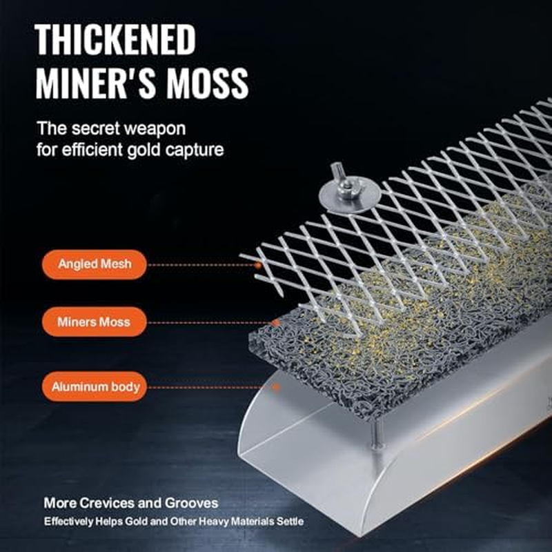 Gold Panning Kit with Portable Sluice Box, Aluminum Alloy Prospecting Trough & Sieve Set for River Gold Mining image number 3