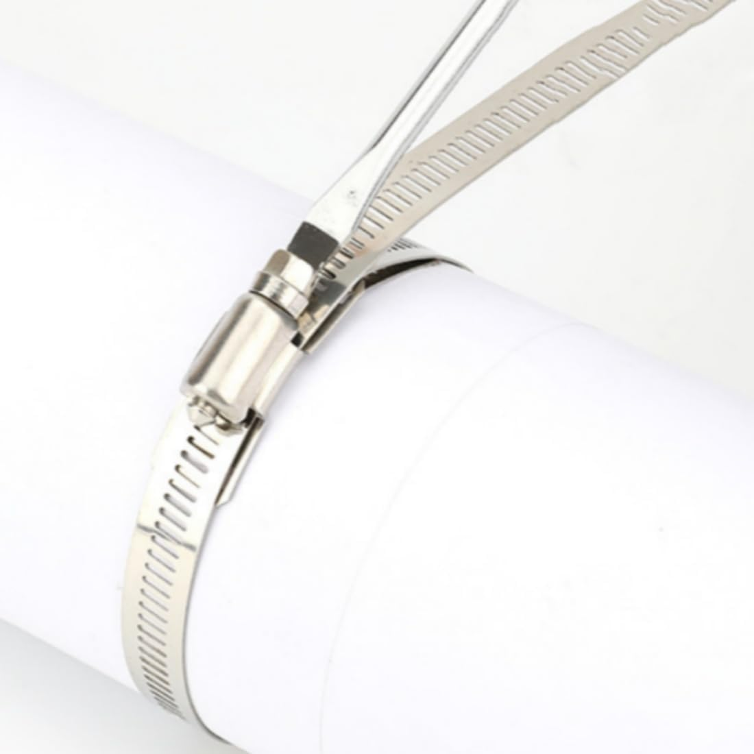 Clamps Hose Stainless Steel Worm Clamp,Hose Clamps 20 FT Adjustable 304 Stainless Steel Large Hose Clamp with 15 Fasteners Duct Clamps,Hose Clamp Strap with Fasteners. image number 6