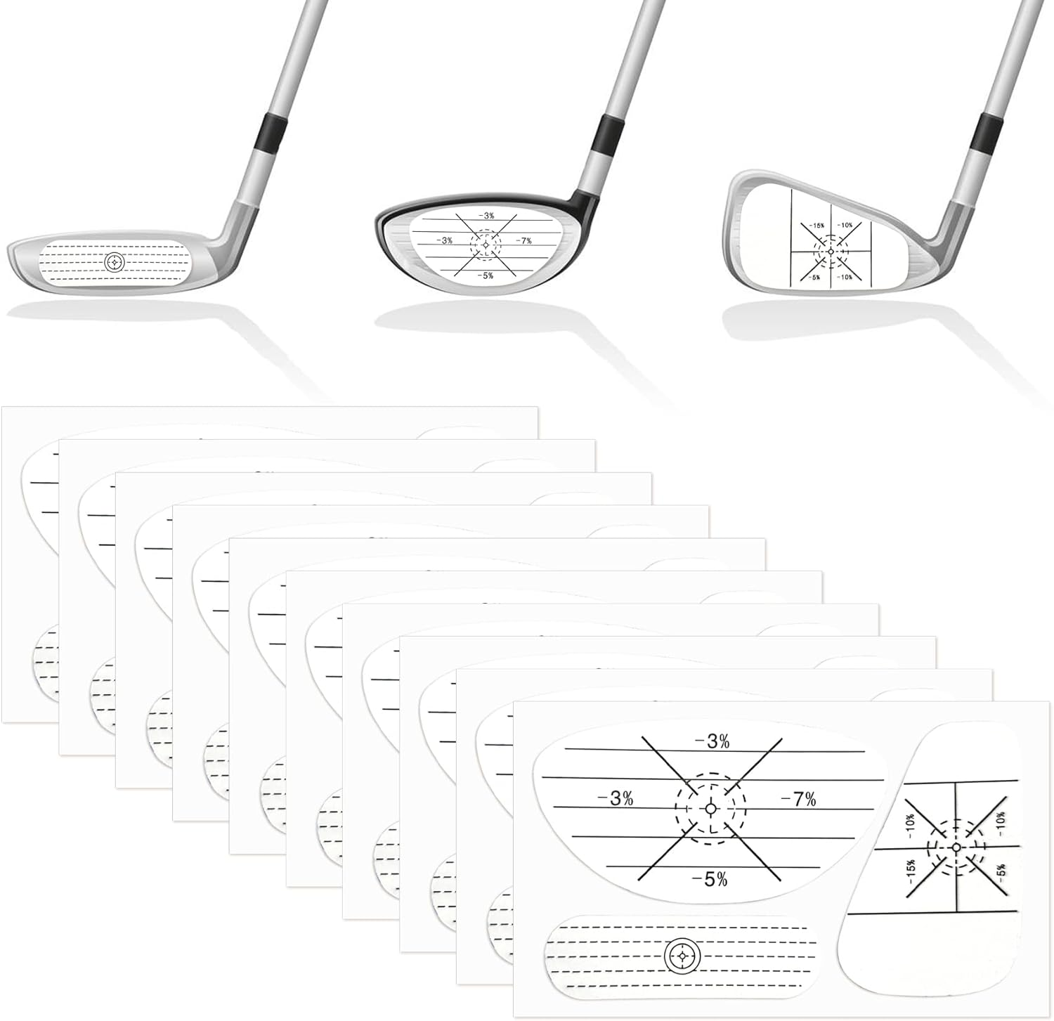 EKIND Golf Impact Labels for Swing Training Golf Club Tape Stickers for Driver Iron Putter Practice Recorder Instant Feedback Removable Blue Mark Trainer Aid (30 Pcs)